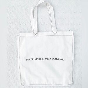 Faithful The Brand Spell Out Linen Canvas Tote Bag